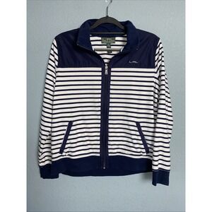 Vintage‎ Lauren Ralph Lauren Active Jacket Womens XL Navy Stripe Full Zip Preppy